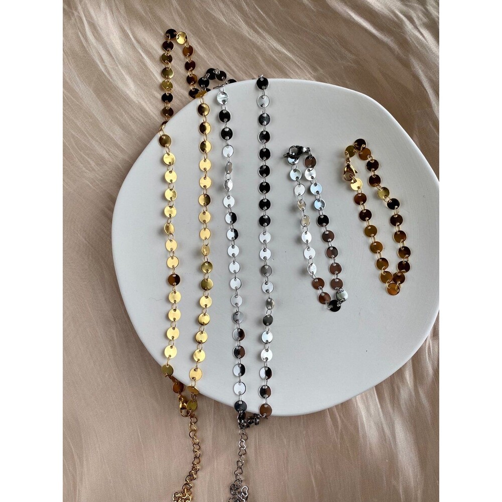 Chip chian Necklace& bracelet set of two